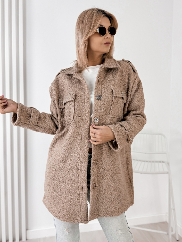 COAT BOUCLE ELINNA DARK BEIGE