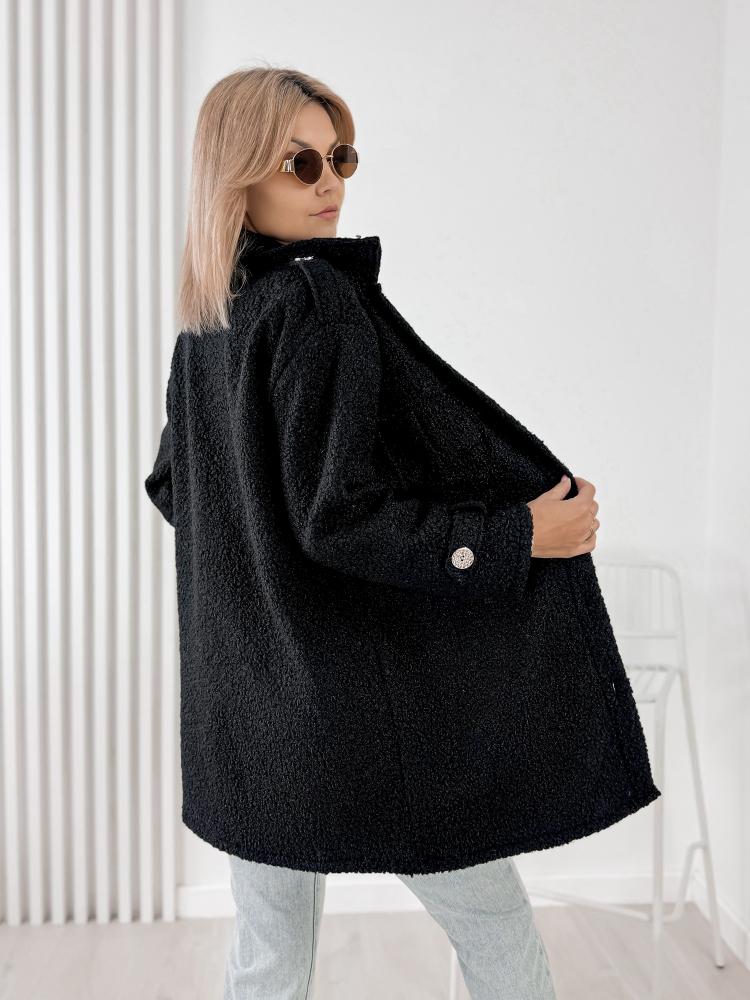 SZÖVETKABÁT BOUCLE ELINNA FEKETE
