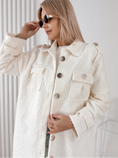MANTEAU BOUCLE ELINNA ÉCRU
