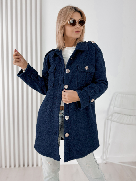 MANTEL BOUCLE ELINNA MARINEBLAU