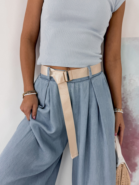 PANTALON VIREL EN JEANS CLAIR