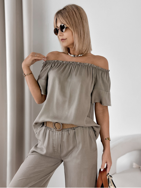 BLUSE ENESSA DUNKELBEIGE