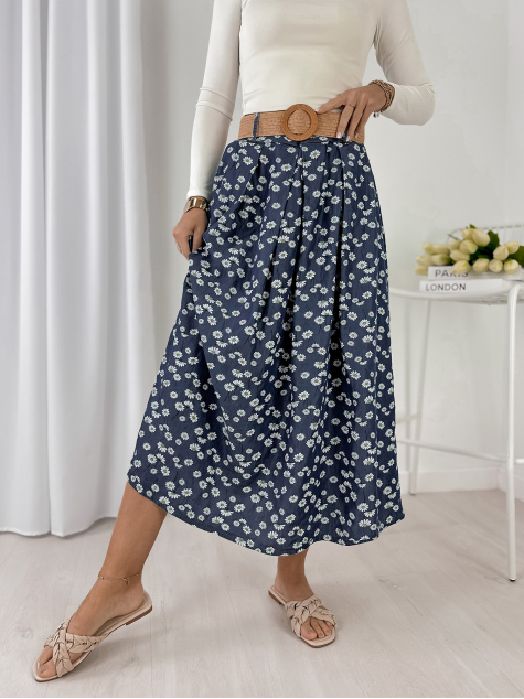 JUPE JULVIA BLEU MARINE