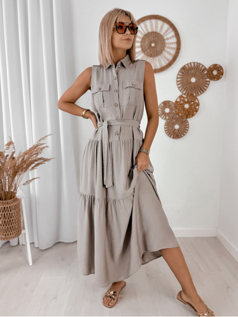 KLEID NALUMI DUNKELBEIGE
