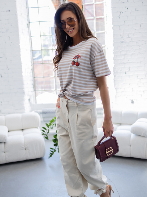 BLOUSE CERISES BEIGE