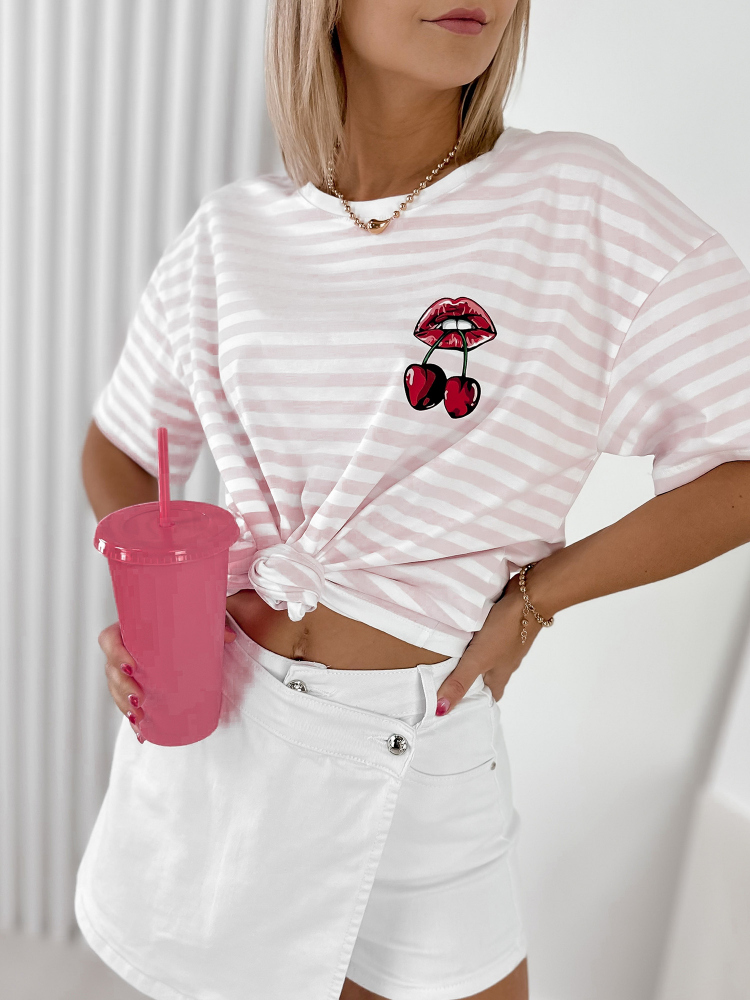 BLOUSE CERISES ROSE POUDRE