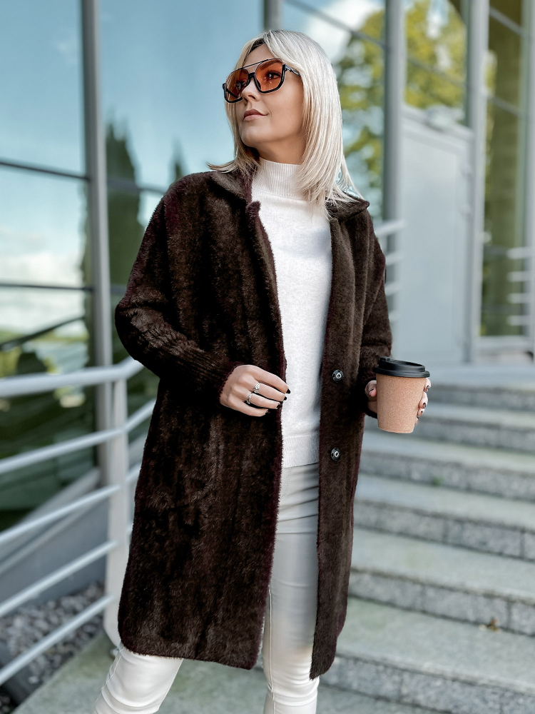 MANTEAU ALPAGA REIL BRUN FONCÉ