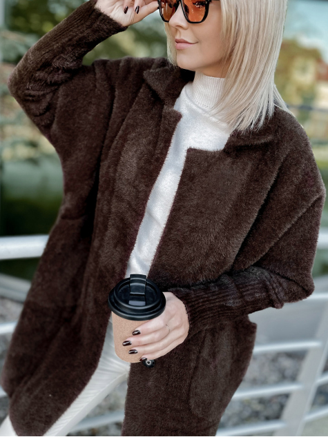 COAT ALPACA REIL DARK BROWN