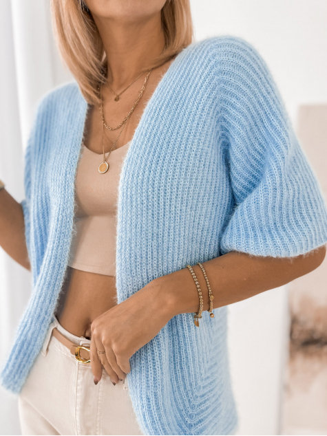 STRICKJACKE AUBERGINE BLAU