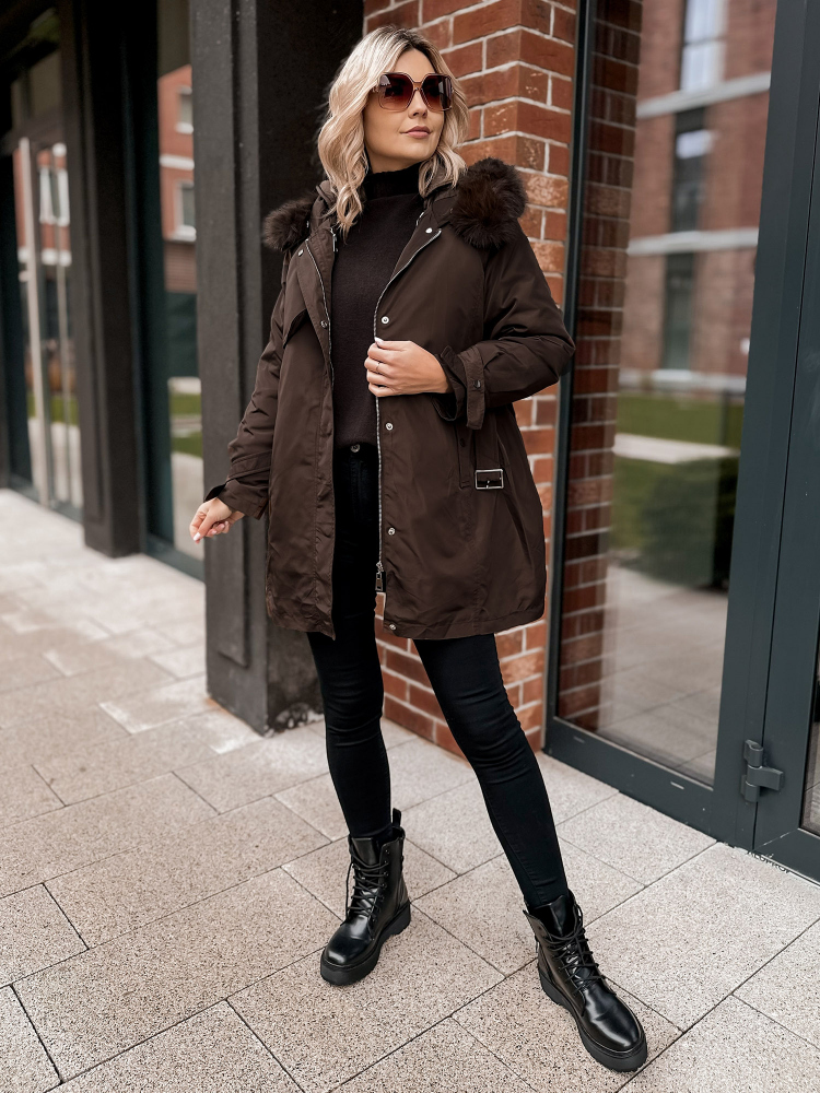 VESTE AVEC DOUBLURE EN ETTIE BRUN