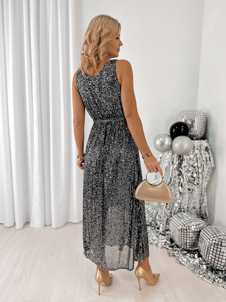 DRESS INDRA BLACK-SILVER