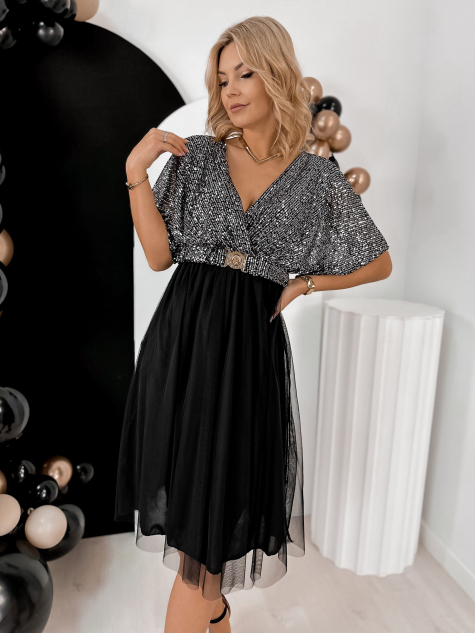 DRESS SILVER FONTELLESBLACK