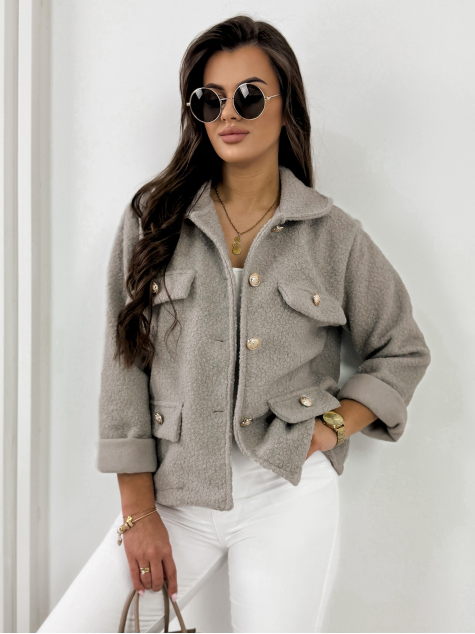 VESTE BOUCLE XAVIA BEIGE FONCÉ