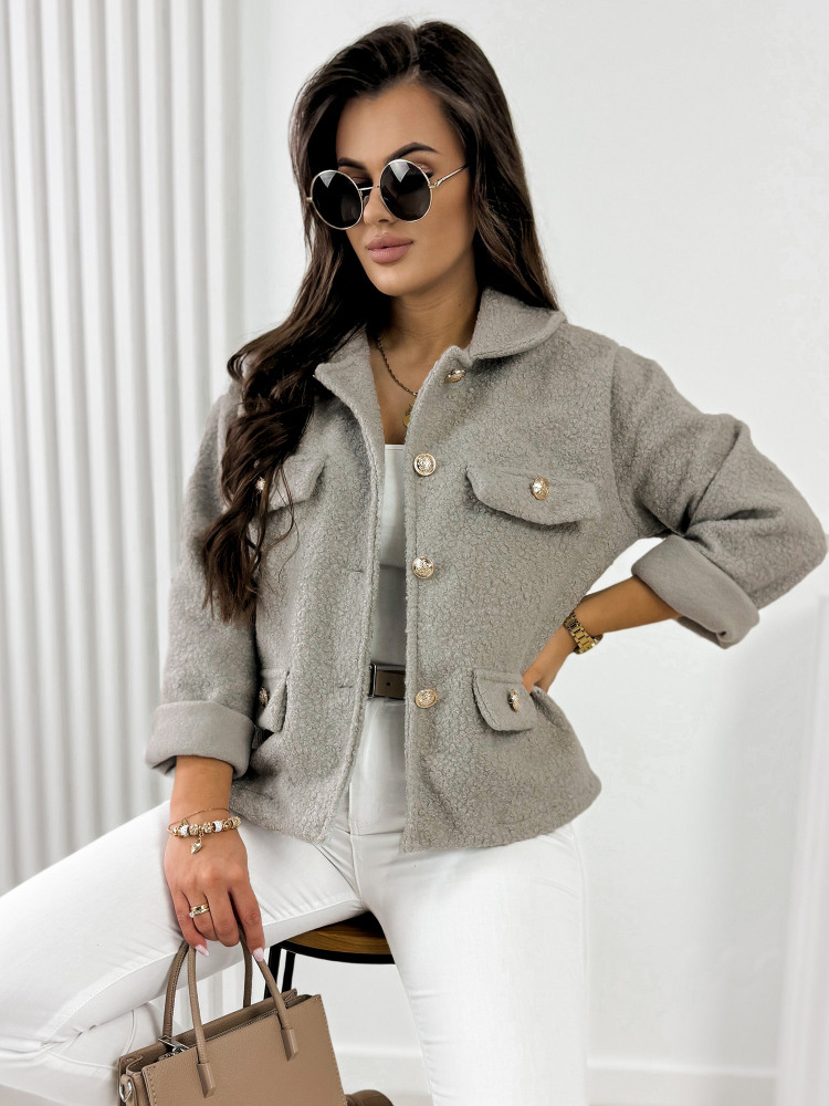 VESTE BOUCLE XAVIA BEIGE FONCÉ