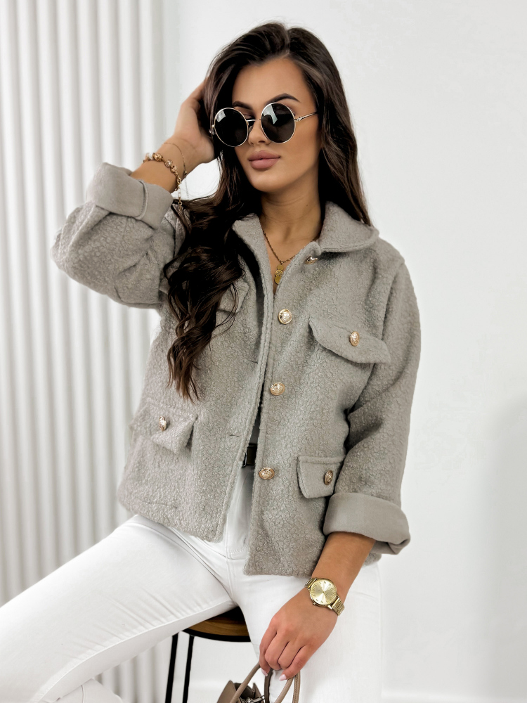 VESTE BOUCLE XAVIA BEIGE FONCÉ