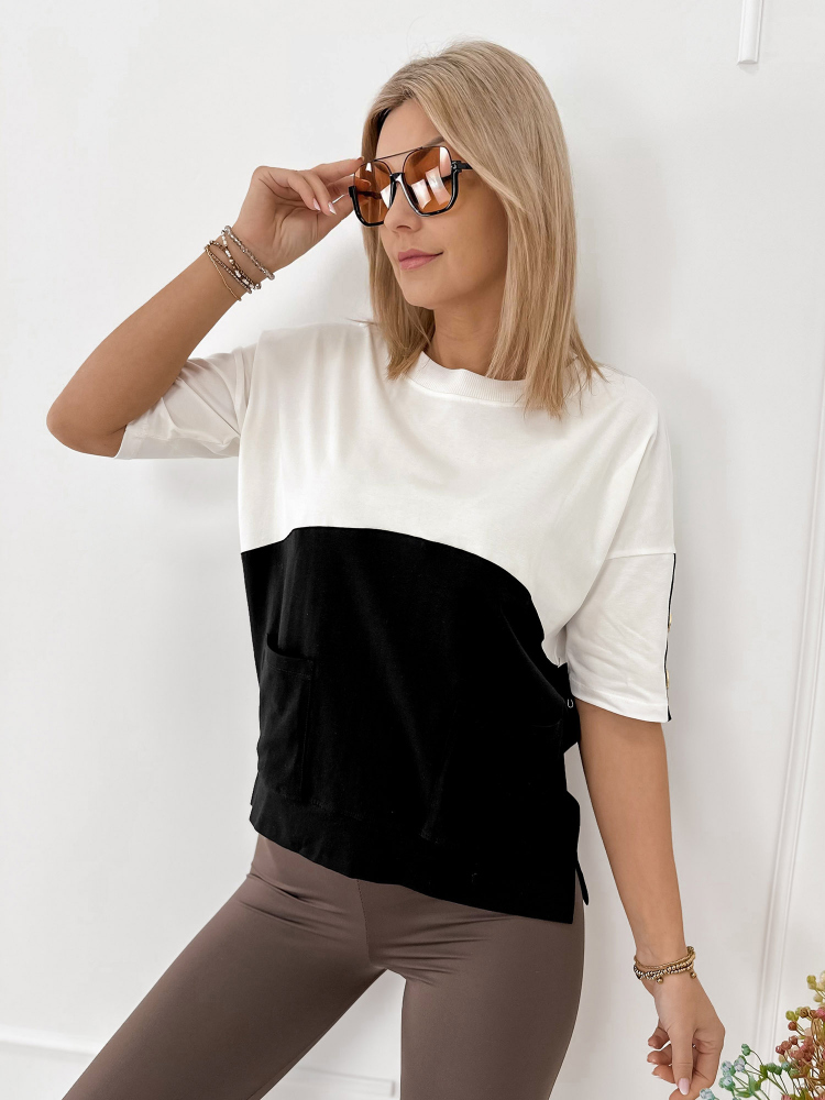 BLOUSE ROSALINDE ÉCRU-NOIR