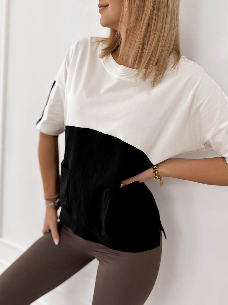 BLOUSE ROSALINDE ECRU-BLACK