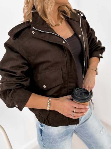 VESTE DAIM CARMEN MARRON FONCÉ