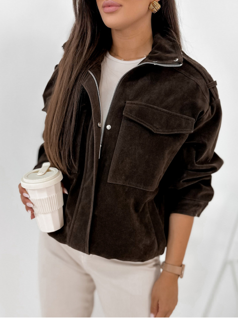 JACKET SUEDE SALOME DARK BROWN