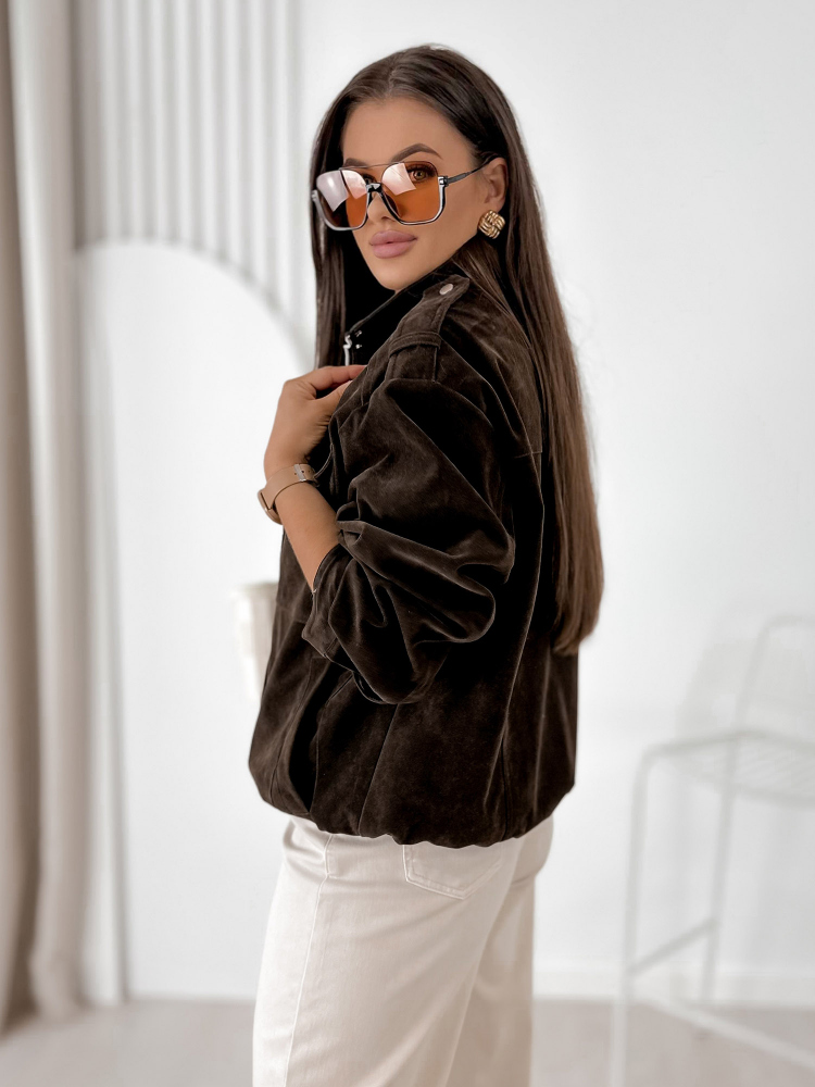 VESTE DAIM SALOMÉ MARRON FONCÉ