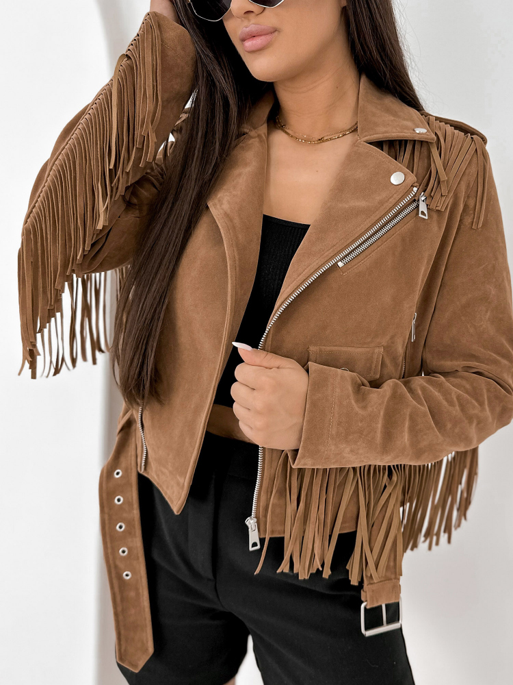 JACKE SUEDE SUNDANCE KARAMELLFARBEN