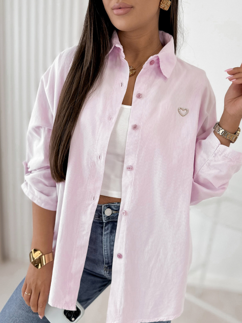 CHEMISE VELOURS CÔTELÉ APOLINARE ROSE POUDRE