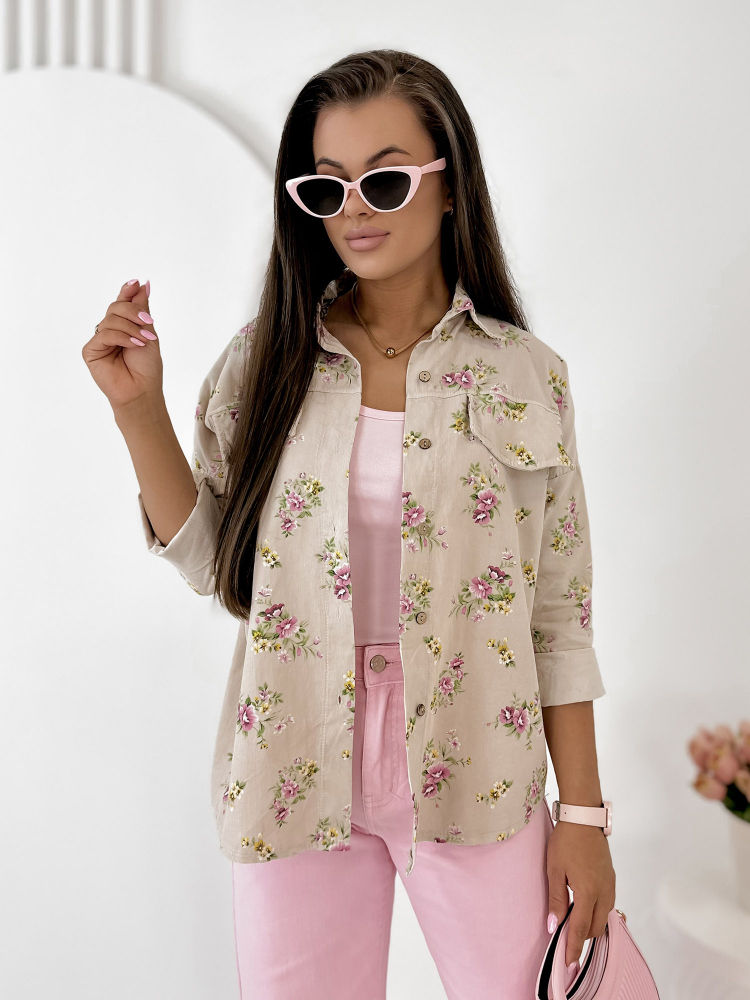 CHEMISE GARDINI EN VELOURS CÔTELÉ BEIGE