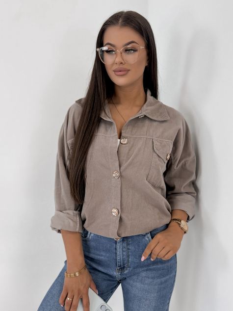 VESTE VELOURS CÔTELÉ GÉRALDINE BEIGE FONCÉ