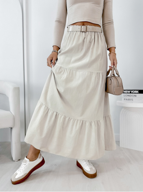 JUPE VELOURS CÔTELÉ YOSELLE BEIGE