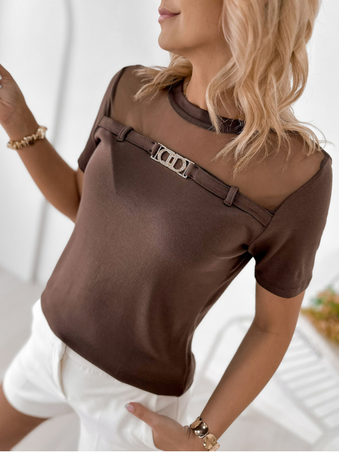 BLUSE ANIVE DUNKELBRAUN