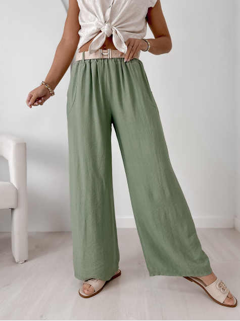 PANTALON PISTACHE BASILIC