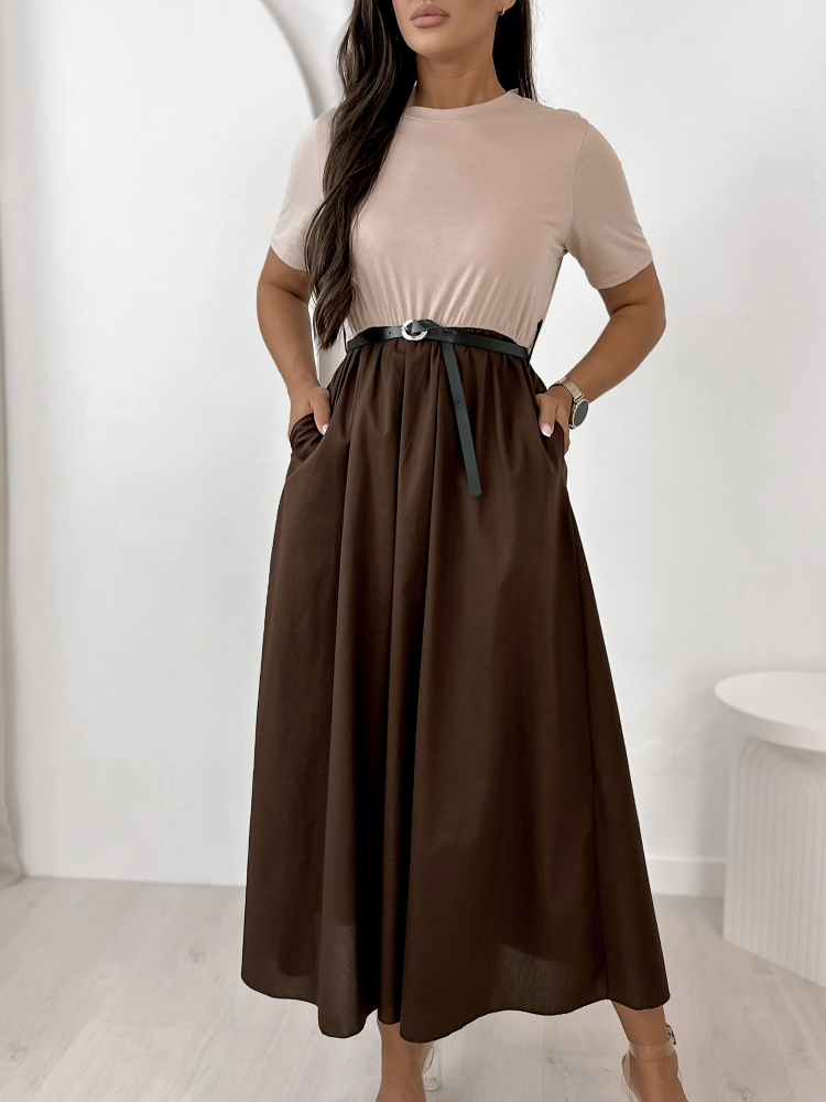 KLEID ANESSE BEIGE-BRAUNE