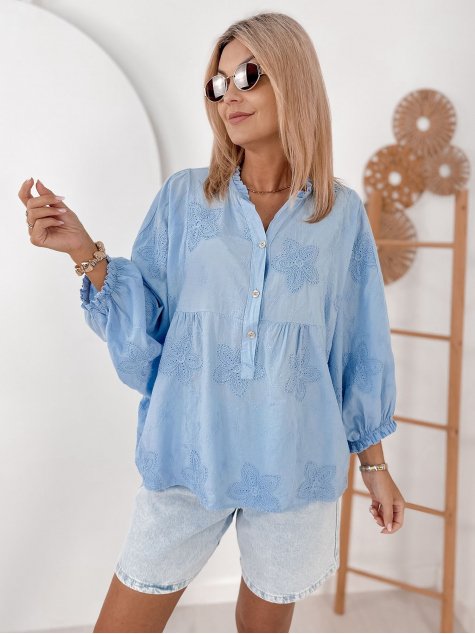 BLUSE VERTER BLAU