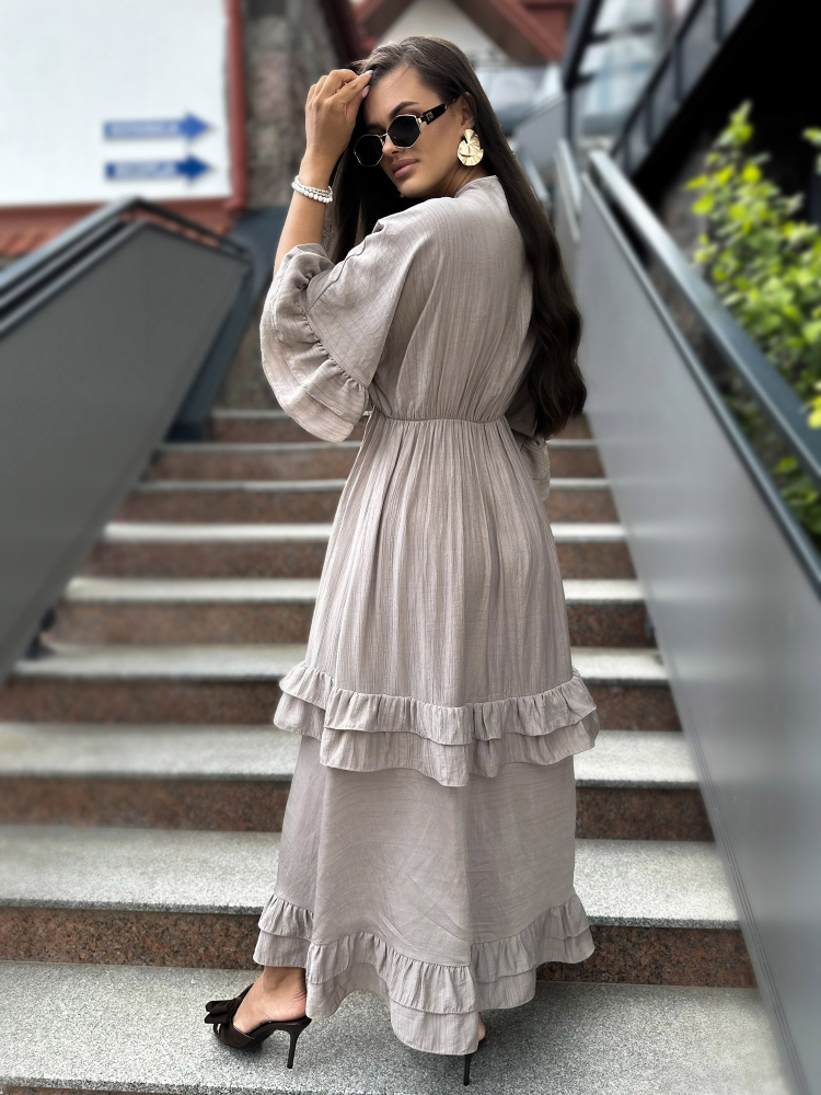 ŠATY VERONIKA TMAVĚ BÉŽOVÁ