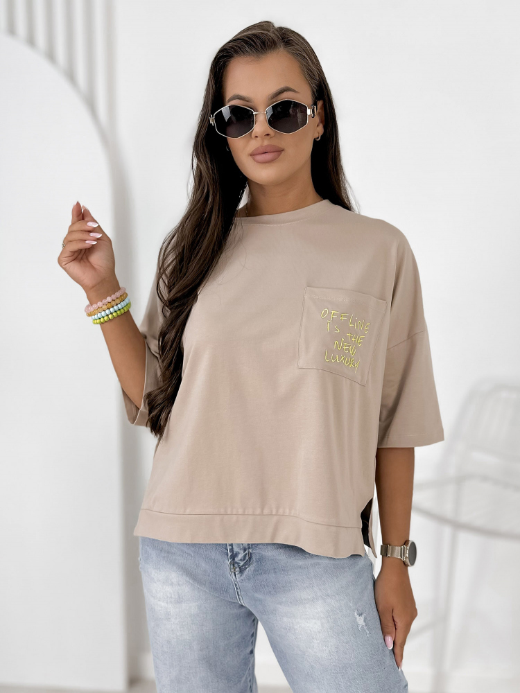BLUSE ELSTE DUNKELBEIGE