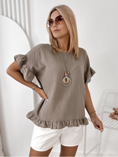 BLUSE TANSO DUNKELBEIGE