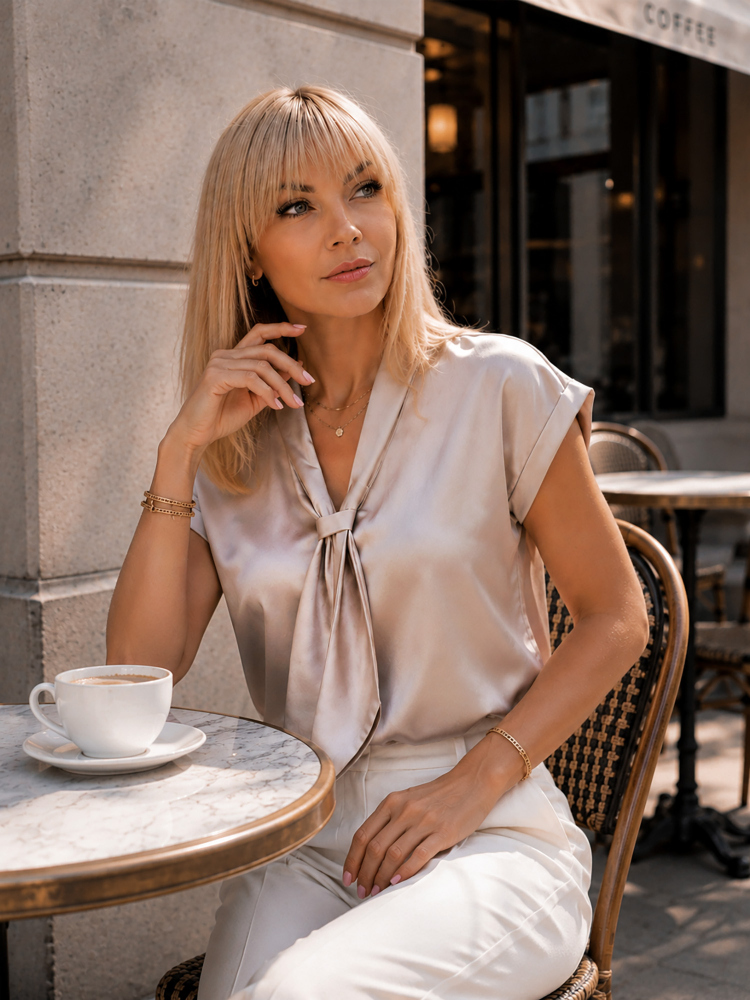 BLUSE ROXANA DUNKELBEIGE