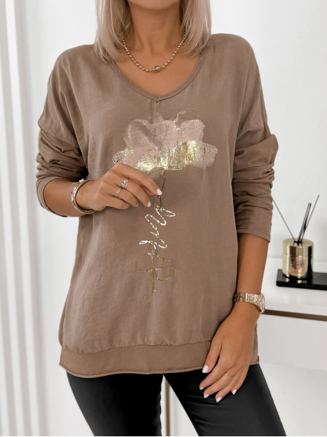 BLUSE WARADA KARAMELLFARBEN
