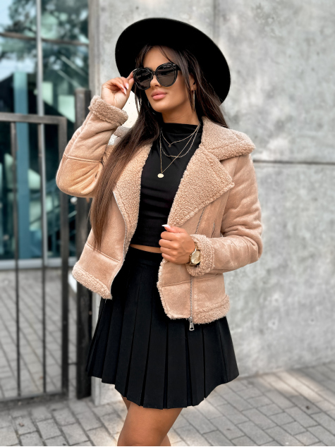 JACKE CROCKER SCHAFSPELZ KARAMELLFARBEN