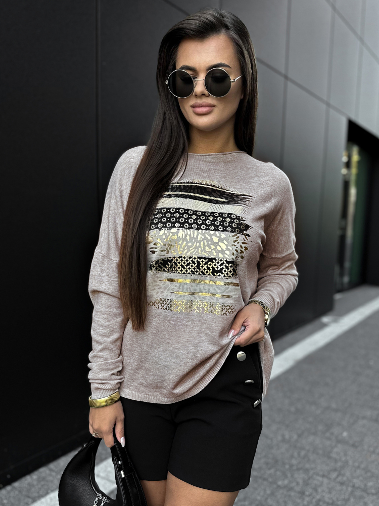 BLOUSE SIDES BEIGE FONCÉ